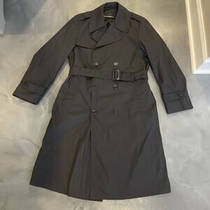 DSCP Garrison Collection Trench Coat Mens 40R Black Double Breasted All Weather